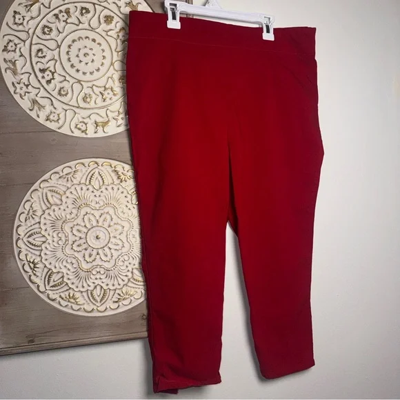 🔥 Hell Bunny Red Cigarette Pants 2XL UK 18 Rockabilly Pinup Goth - Picture 3 of 8